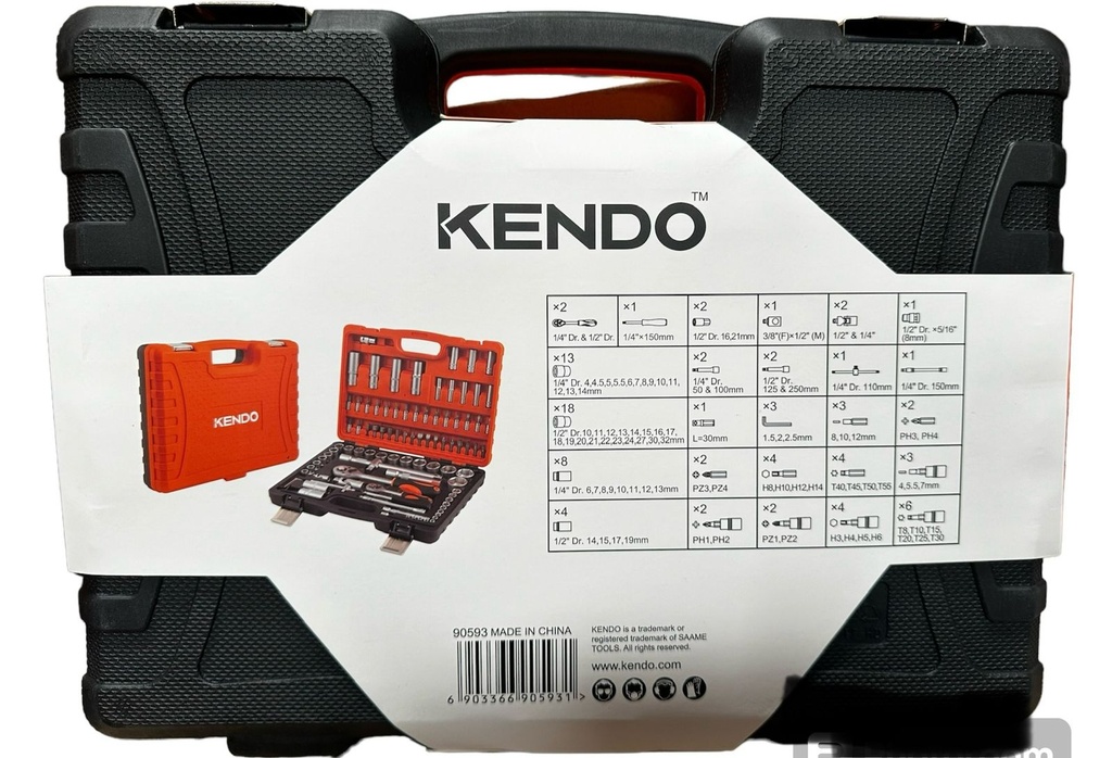 RATCHET Y COPAS 1/2, 1/4, 94 PCS KENDO 90593