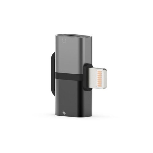 Adaptador mini dual carga y audio para Iphone ST02 PLATEADO