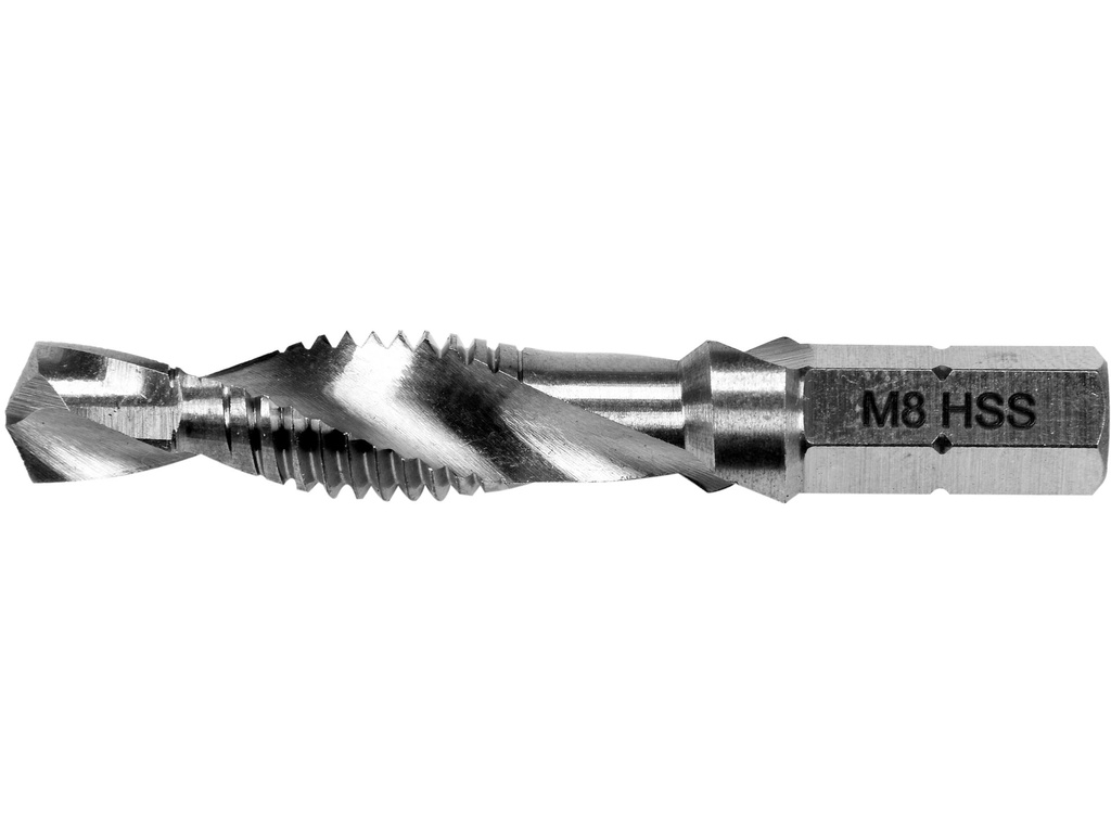 BROCA GRIFOS DE COMBINACIÓN HSS, PARA PERFORACIÓN DE METAL, M8 YATO YT-44845