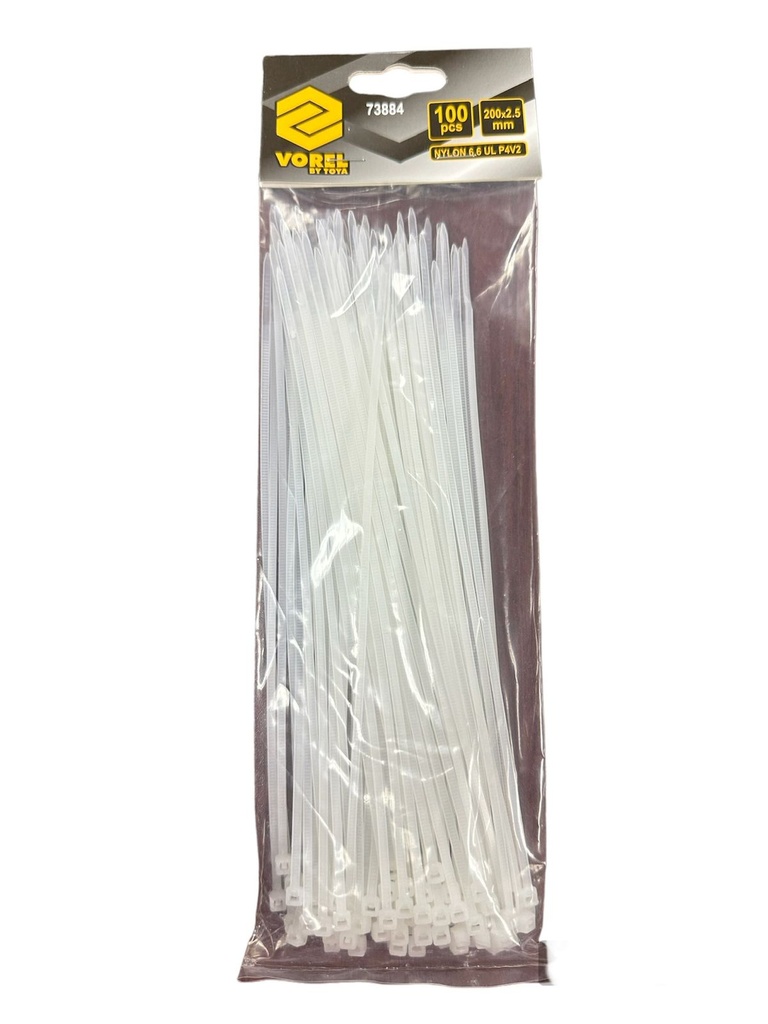 Cincho plastico blanco 4x2.5mm 100 pzs 