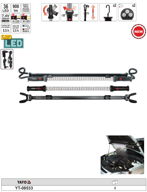 LAMPARA COLGANTE 900 LM PARA TALLER LED YT-08533