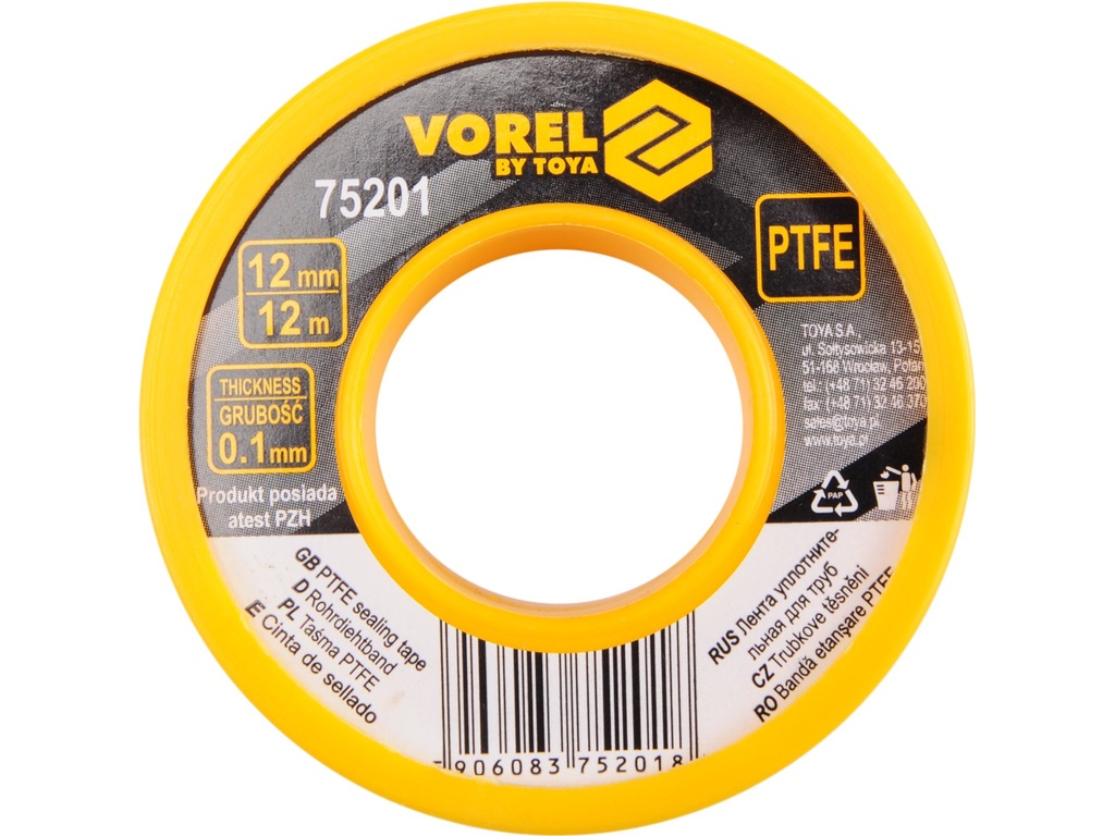 TEFLON 1/2 x 12mts x 0.1 mm VOREL 75201