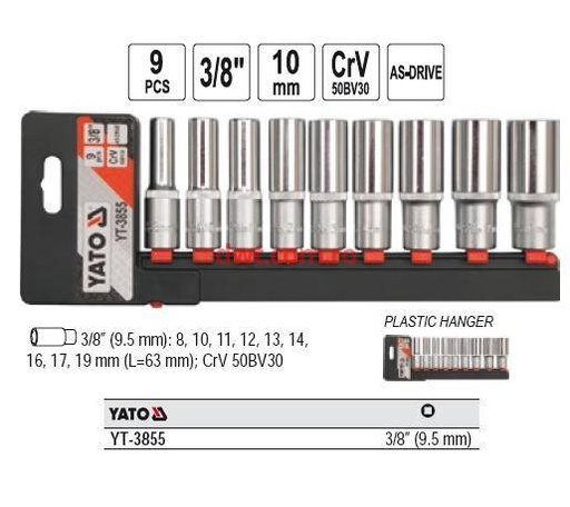 [YT-3855] COPAS 3/8, 9 PCS YATO, YT-3855