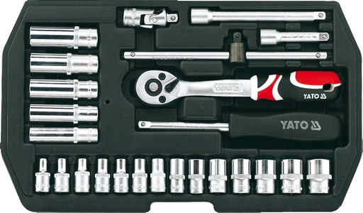 JUEGO DE RATCHET Y COPAS 1/4 25PCS YT-14461